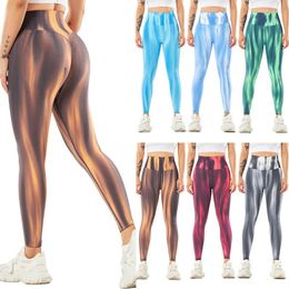 Women's Leggings Tie Dye Seamless Women Fitness Sexy High Waist Sports Slim Push Up Trousers Workout Printing Yoga Pants