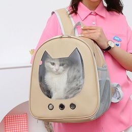 Cat Carriers Pet Supplies Portable Backpack Light Colour Transparent PU Bag Large Space Comfortable Breathable