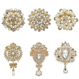 Pins Brooches WEIMANJINGDIAN Brand Lots of 6 Shiny Clear Crystal DIY Wedding Bouquets Decor Set Broaches Kit 230202