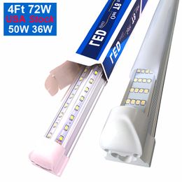 8FT Integrated LED Tube Light V Shape 72W 100W 144W Shop Lights Works Without T8 Ballast Clear Lens Cover, Cold White 6000K Pack of 25 pcs Crestech168