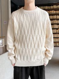 Men's Sweaters Spring Winter Fashion Men's Korean Style O-neck Long Sleeve Loose Casual Sweater Teens Solid Colour Classical Versatile
