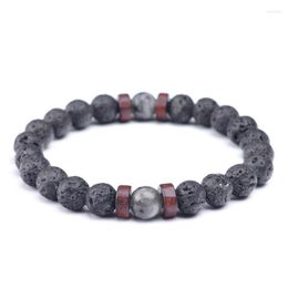 Strand Vintage Jewellery Black Lava Energy Stone Bracelets Wood Bead Charm Women Men Natural Amethysts Agates Healing