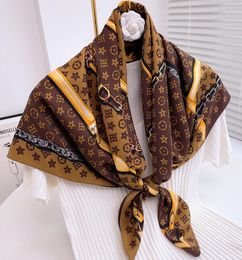 90-90cm Print Floral Silk Scarf Women Fashion Long Handle Bag Scarves Plain Gradient Stripe Paris Shoulder Tote Luggage Ribbon Head Wrap