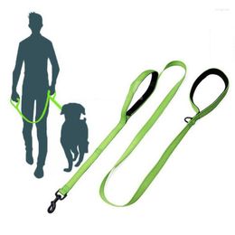 Dog Collars Dual Handle Pet Supplies Leash Large Nylon Double Upset Reflective Rope Strengthen And Thicken Traction