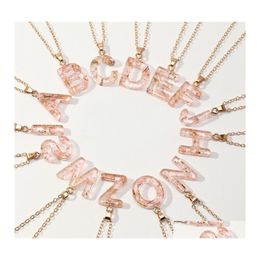 Pendant Necklaces Custom Name Initial Necklace Transparent Pink Acrylic For Women Jewellery Drop Delivery Pendants Otlke