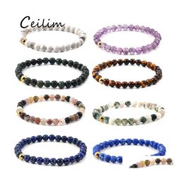 Link Chain Fashion Agate Tiger Eye Natural Beads Bracelets Energy Strand Stone For Women Men Brand Jewellery Wholesale Drop Delivery Otrix