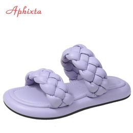 Slippers Aphixta Purple Bread Cross Flip Flops Women Platformform With Summer Slippers Fashion Peep Toe Women Mules Slides 230203
