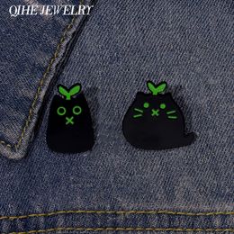 Animal Black Brooch Cat Enamel Pin Punk Badge Cartoon Metal Plant Bag Sweater Lapel Wholesale Accessories Custom Gifts Friends