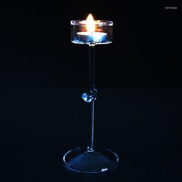 Candle Holders 1PC 7.5x18cm High Quality Glass Candlestick European Holder Romantic Dinner Ornaments Essential For Love JY 1182