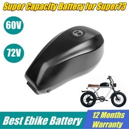 Super Capacity Ebike Battery 52V 60V tank eBike Battery Pack 72V 20Ah 25Ah 30Ah 21700 Li-ion Bicycle akku for super73 S2 RX electric bicycle 1500W 2000W With 40A 80A BMS