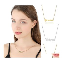 Pendant Necklaces Fashion Ancient Letters Babygirl For Girls Women Gold Sier Stainless Steel Alphabet Clavicle Chain Necklace Drop D Otjyo