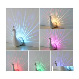 Wall Lamps Fashion 3D Night Peacock Projection Light Home Usb Charging Led Colorf Magical Party Decor Drop Delivery Lights Lighting I Dhzpu