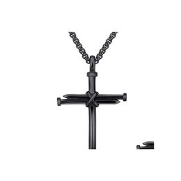 Pendant Necklaces Mens Jewellery Stainless Steel Nail And Rope Cross Necklace Drop Delivery Pendants Dhdda