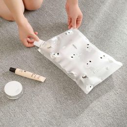 Storage Bags Translucent Scrub Bag Cartoon Printing Sorting Clothes Underwear Organiser Travel Portable Toiletries Makeup