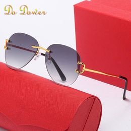 Sunglasses Metal Rimless Square Big C Eyeglasses Luxury Women Men Sun Glasses Carter Eyewear Brand Desinger Shade 230203