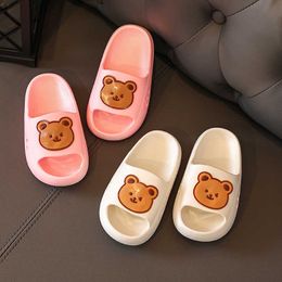 Slipper Children Cartoon Bear Thick-soled Non-slip Bathroom Slippers For Girls Kids Slides Boys House Platform Shoes Teenagers 0203