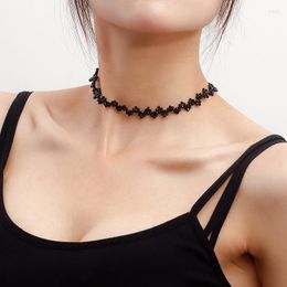 Choker Fashion Summer Alloy Hand Braided Black Zircon Necklace For Women Jewellery Accessories