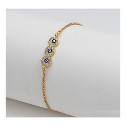 Charm Bracelets Luckey Turkish Evil Eye Bracelet for Women Enamel Blue Eyes Adjustable Chain Drop Delivery Jewelry Dhzem
