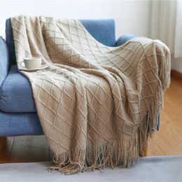 Blankets 14 Colours Knit Plaid Blanket With Tassel Super Soft Bohemia Throw For Bed Sofa Cover Bedspread Decor