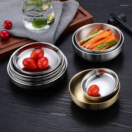 Bowls 304 Stainless Steel Non Slip Double Layer Porridge Snack Sauce Salad Bowl Plate Korean Style Cooking Baking Home Tableware