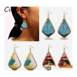 Charm Vintage Renaissance Oil Painting Leather Earring For Women Geometric Leaf Drop Earrings Hand Craft Boho Jewellery Delivery Otzhn