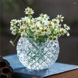 Vases Europe Round Mini Glass Vase Transparent Hydroponic Bottle Container Green Dill Flower Pot Homes Decoration Accessories