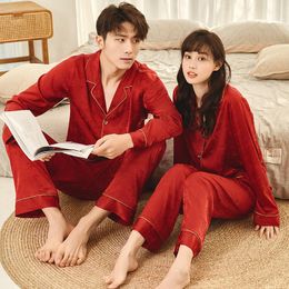 Men's Sleepwear FZSLCYIYI Summer Jacquard Satin Ice Silk Pajamas Sets Couple Pijama Lover Night Suit Men & Women Casual Home Clothing
