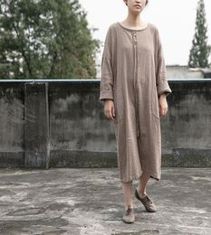 Casual Dresses Straight Dress Women Spring Autumn Shirt Tops Vintage Pockets Long Sleeve Loose Soft Buttom Vestidos