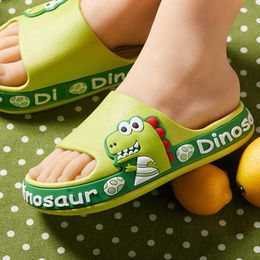 Slipper Girls Flip Flops Summer Cartoon Dinosaur Slippers With Soft Thick Bottom Kids Lovely Shoes Parent-child Non-slip Sandals qt137