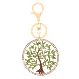 Fashion Lucky Tree Colour Diamond Studded Hollow Pendant Shape Keychain Creative Exquisite Gift