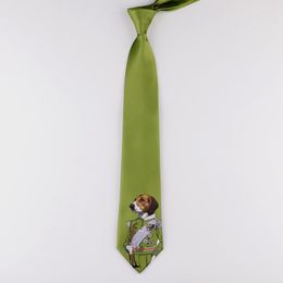 Bow Ties Male Men Man Unique Fashion Original Design Fun Green Dog General Printing 7CM Tie Korean Student Necktie