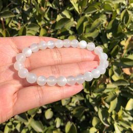 Strand Beaded Strands Natural White Moonstone Bracelet Round Beads Crystal Healing Stones