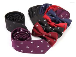 Arco lanche lenço de gravata masculino conjunto de crânio Hanky ​​Pocket Square Polyster
