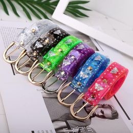 Belts Sweet Candy Colour Laser Butterfly Belt Women Dress Transparent Jelly Waist BeltBelts