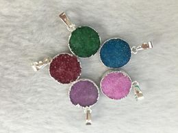 Pendant Necklaces Wholesale 10pcs/lot Mixed Quartz Gem Stone Fit Drusy Necklace Jewellery DIY