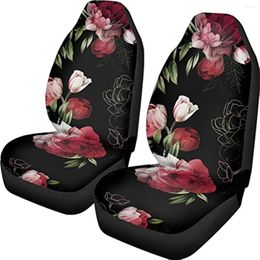 Car Seat Covers Pehede Protector Red Peony Flowers Summer Floral Seamless Pattern Front Cover For SUV Truck Interior 2