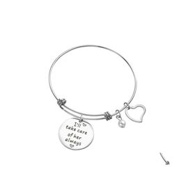 Charm Bracelets Lovers Heart Stainless Steel Stretched Bracelet Bangle Engraved When I Needed A Hand Pound You Paw Love Jewelry Drop Ot6Cp