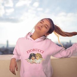 Женские толстовка Fiorucci Angel Girls Whoodie Толстовка с капюшоном напечатано Y2K Готическая эстетическая эстетическая унисекс -топы