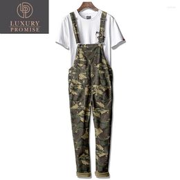 Men's Pants High Streetwear Men's Straight Overalls Military Camouflage Fashion Casual Comfortable Hip Hop Bib Jumpsuits Trousers