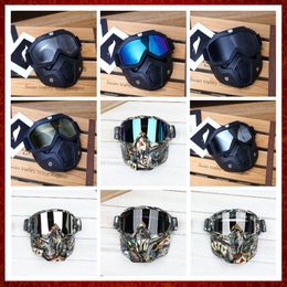 MZZ151 Ski Snowboard Motorcycle Windproof Cruiser Folding Goggles Glasses removable face mask cover For Biker Helmet with Mouth Filte