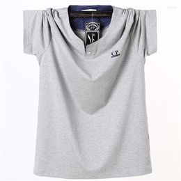 Men's T Shirts 2023 Large Size Summer Brand Short-sleeved Shirt Men L-6XL Solid Color Cotton O Collar