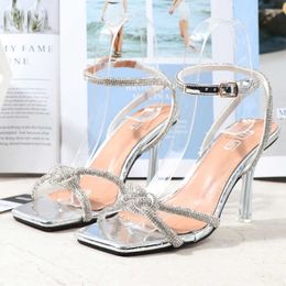 Dress Shoes 2021 Summer New Brand Women Sandal Star Style Crystal Ladeis Derss Shoes Luxury Rhinestones Bowknot Gladiator Sandals G230130