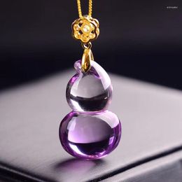 Pendant Necklaces Wholesale Purple Gourd Natural Crystal Chain Necklace Lucky For Women Blessing Jewellery