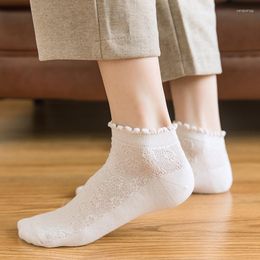 Women Socks Summer Cotton Casual Breathable Solid White Black Beige Short Lolita Style Japanese Kawaii Cute Ankle