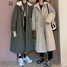 Women's Trench Coats Thicken Parkas Women Winter Clothing Casual Oversized Overcoat Ladies Fashion Loose Cashmere Parka Cargo Long Black