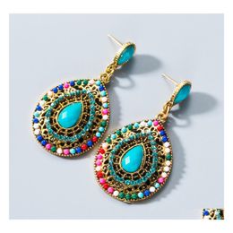 Dangle Chandelier Bohemian Fashion Jewellery Vintage Water Drop Colorf Rhinstone Stud Earrings Delivery Dhu9E