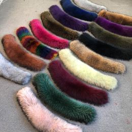 Scarves Large Size Real Fur Collar Women's Natural Raccoon Winter Warm Neck Cap Strips Female Colourful
