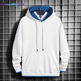 Erkek Hoodies Sweatshirts Beyaz Hoodies Erkekler Sıradan Düz Renk Kapşonları Sonbahar Uzun Kollu Kapüşonlu Sweatshirt Street Giyim Erkek Moda Giyim Trendleri 020423H