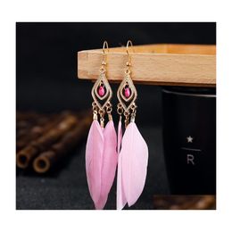 Dangle Chandelier Bohemian Fashion Jewellery Feather Earrings Vintage Drop Delivery Dh1Pp