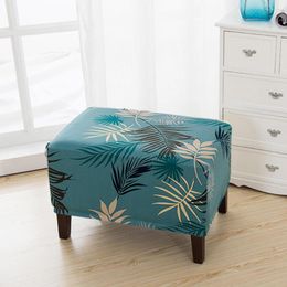Chair Covers Soft Dustproof Bedroom Home Anti Slip Seat Cover Protective Square Stool Elastic Polyester Bar Removable Leaves Printed